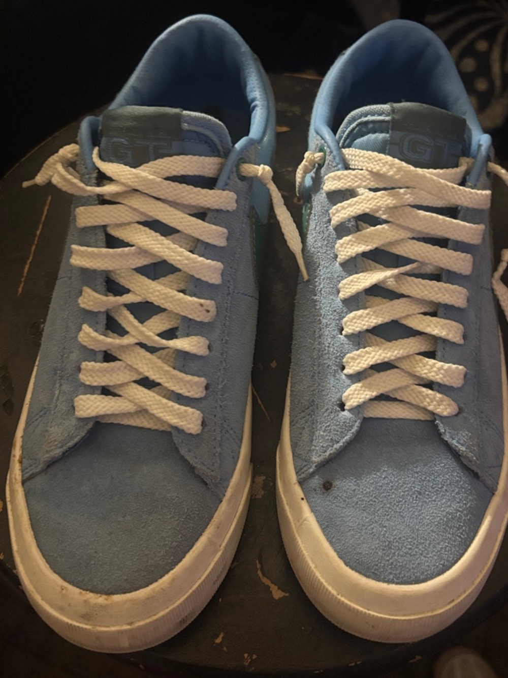 Nike Light Blue Suede Low-Top Sneakers with White Laces - Men